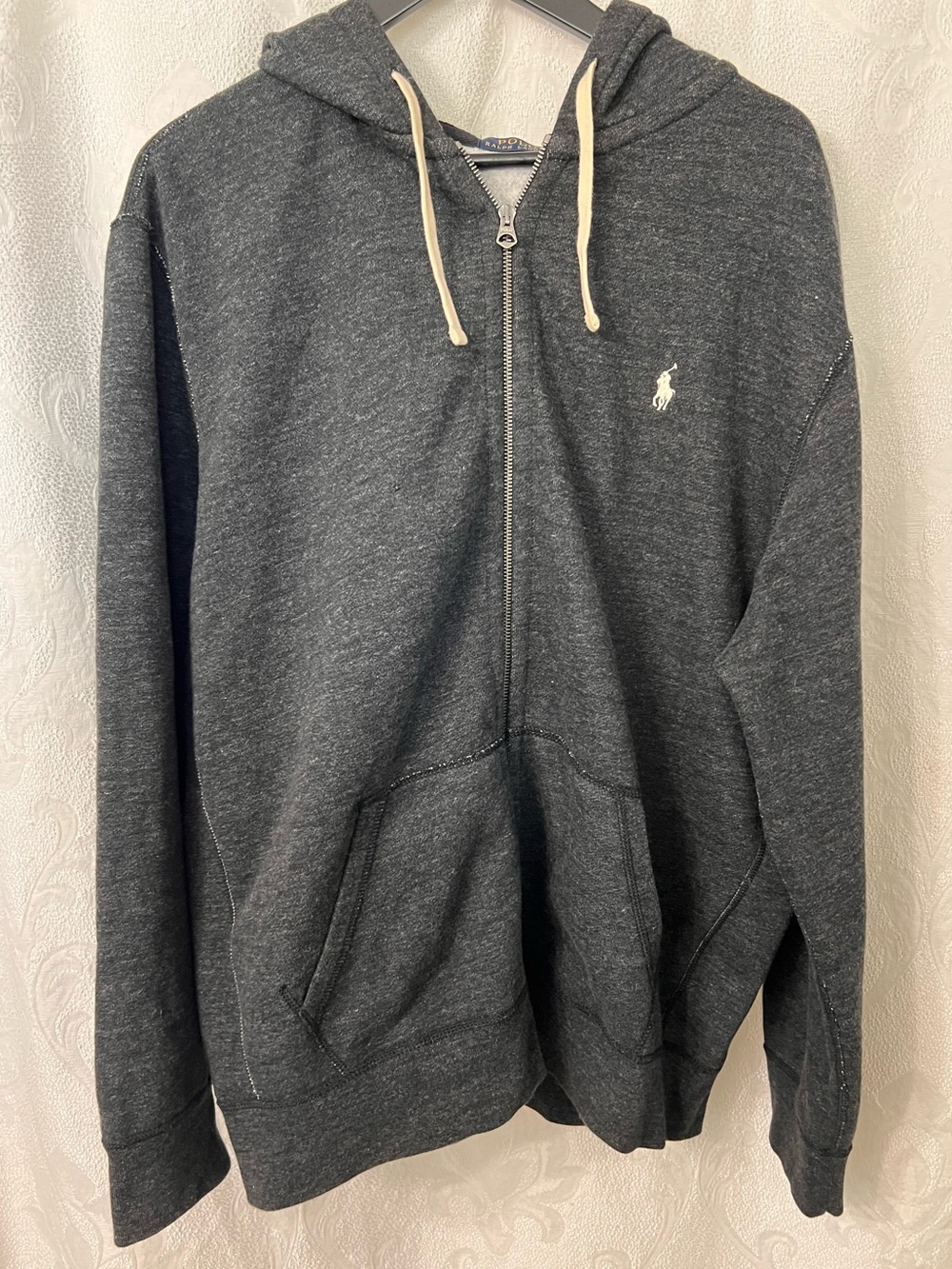 Polo Ralph Lauren Vintage Dark Gray Zip Hoodie Y2K Men's XXL